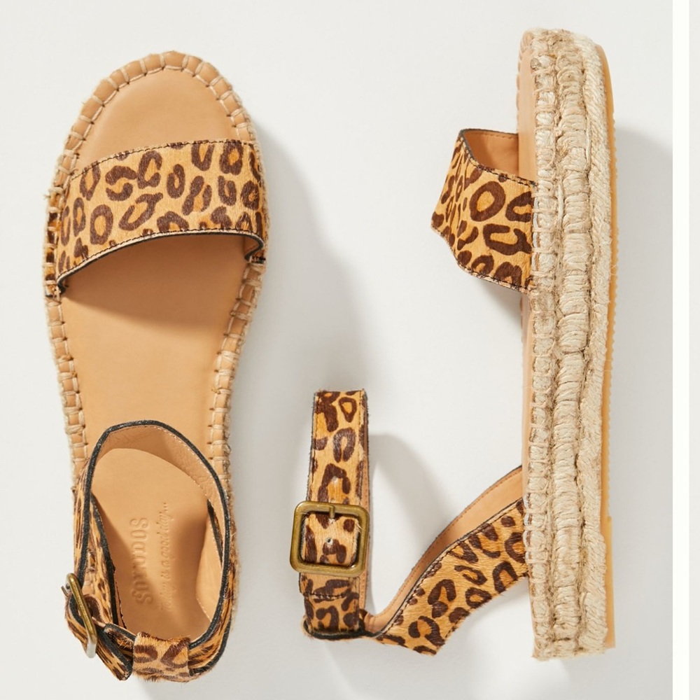 Anthropologie Soludos Animal Print Espadrille Sandals 6.5